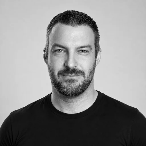 Black-and-white portrait of Travis