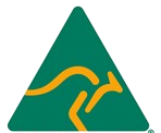 Australian Made — green triangle with gold kangaroo