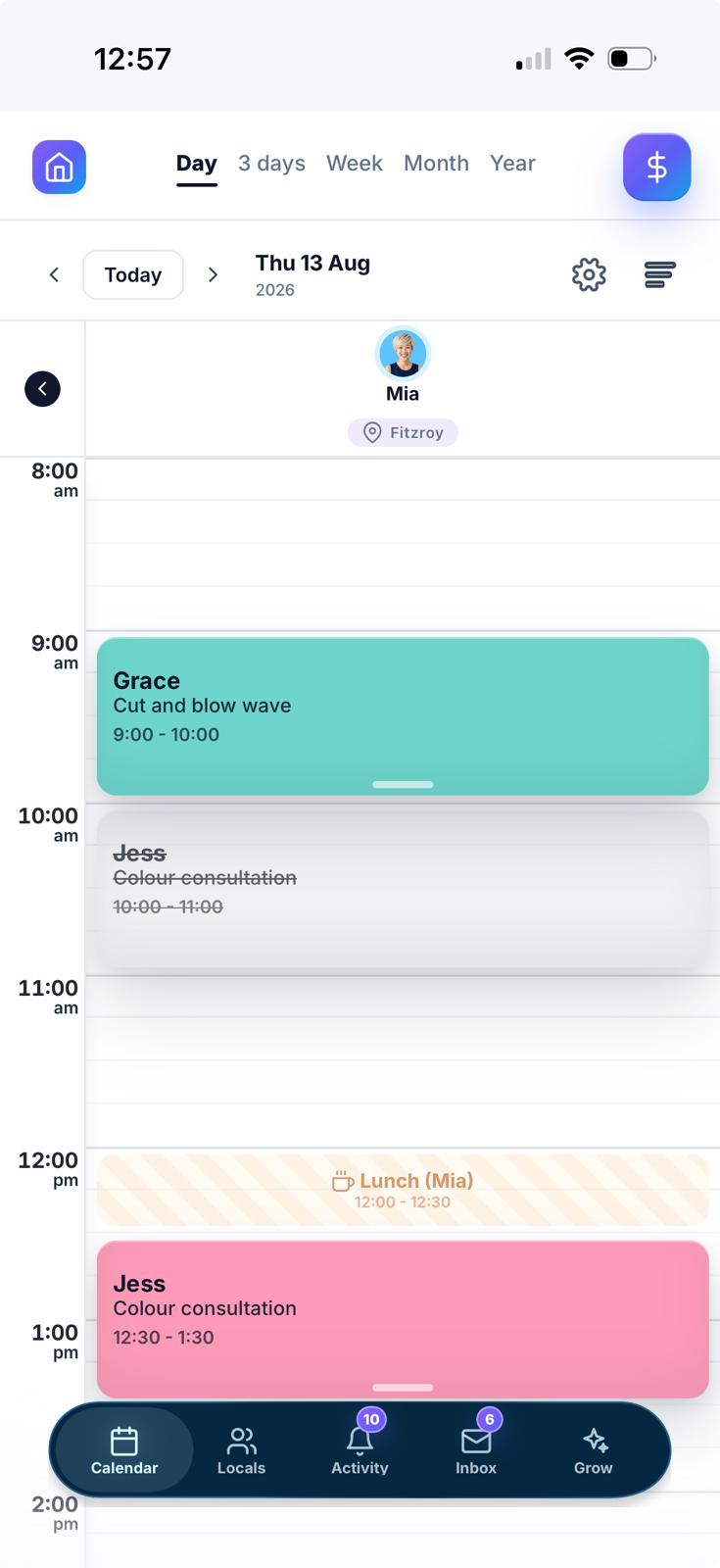 Alice day calendar for a solo business owner